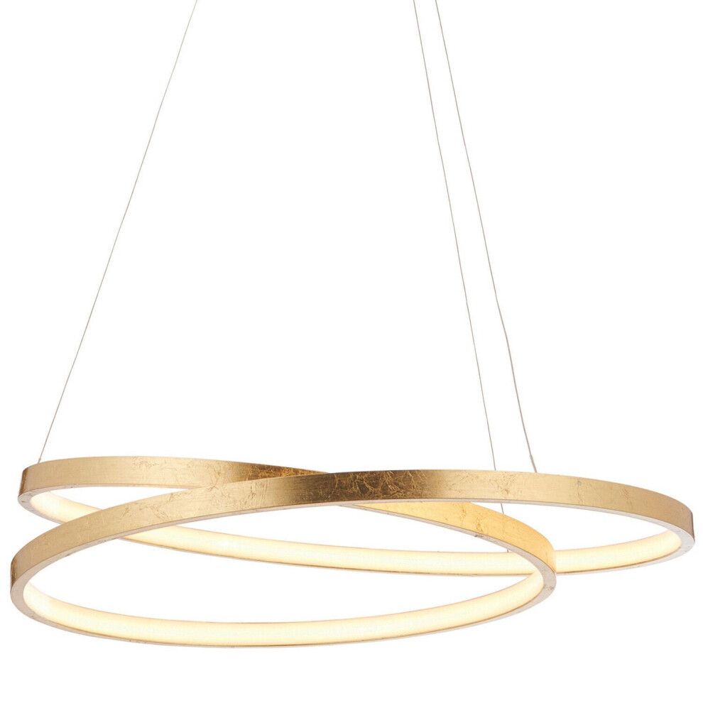 Loops Led Ceiling Pendant Light 33W Warm White Gold Leaf Infinity Feature Strip Lamp