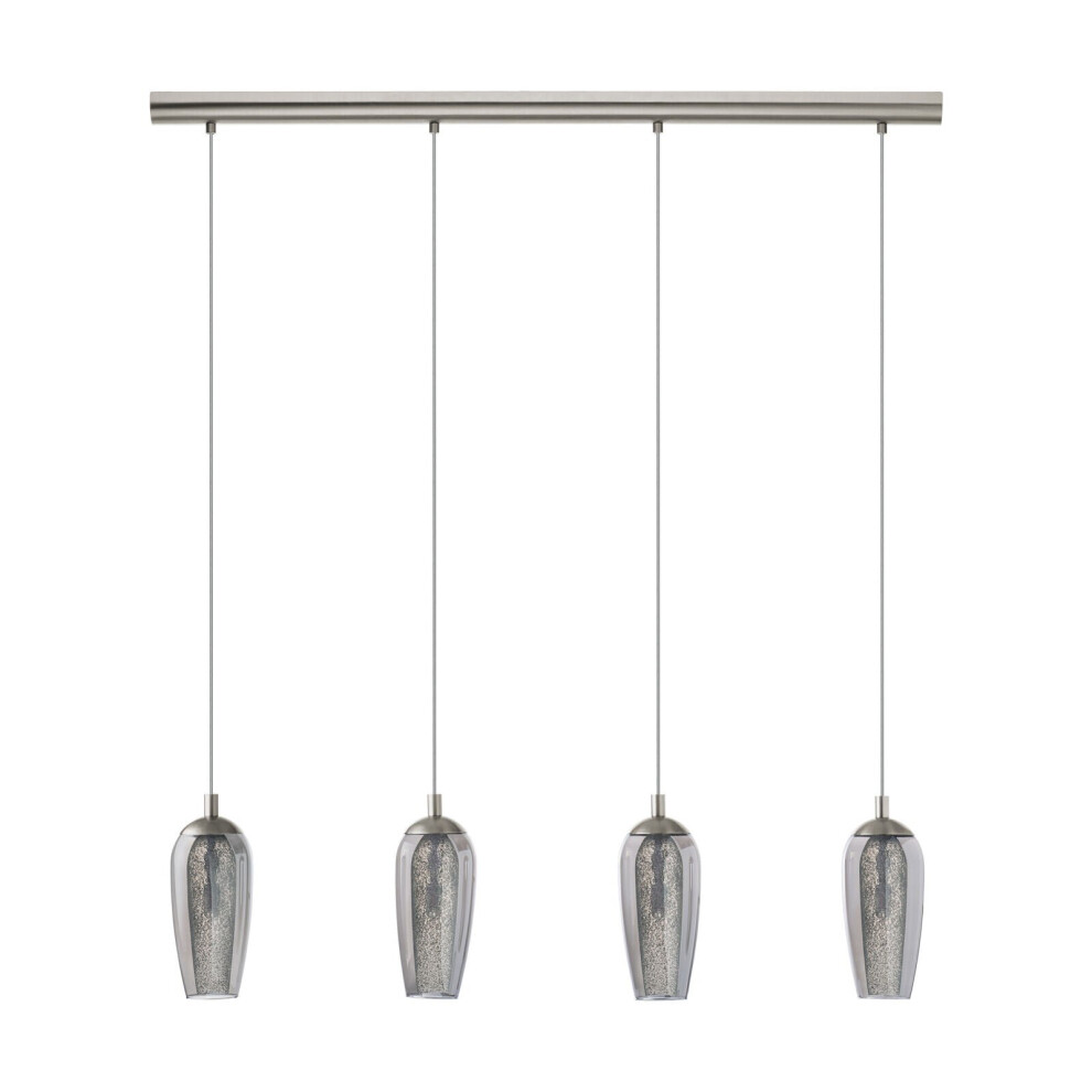Loops Pendant Satin Nickel Shade Clear Smoked Glass Granilla Bulb G9 4X3w Light/Black