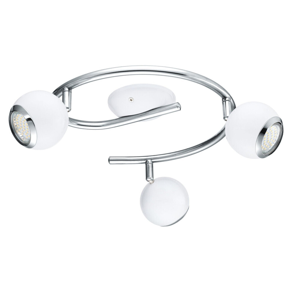 Loops Flush 3 Spots Ceiling Light Colour White Chrome Shade Bulb Gu10 3X3w Incl.