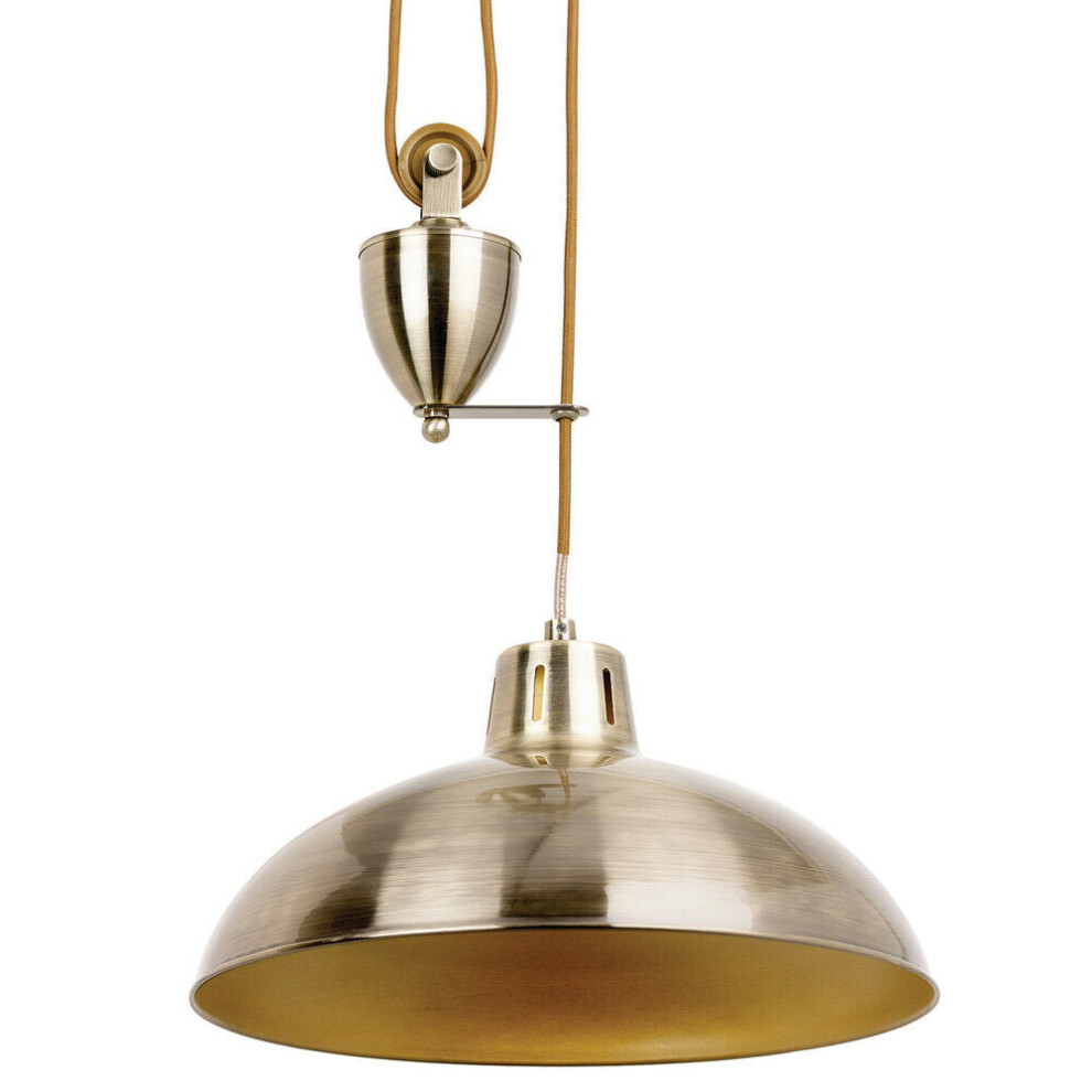 Loops Hanging Ceiling Pendant Adjustable Height Industrial Brass Rise Fall Drop Light