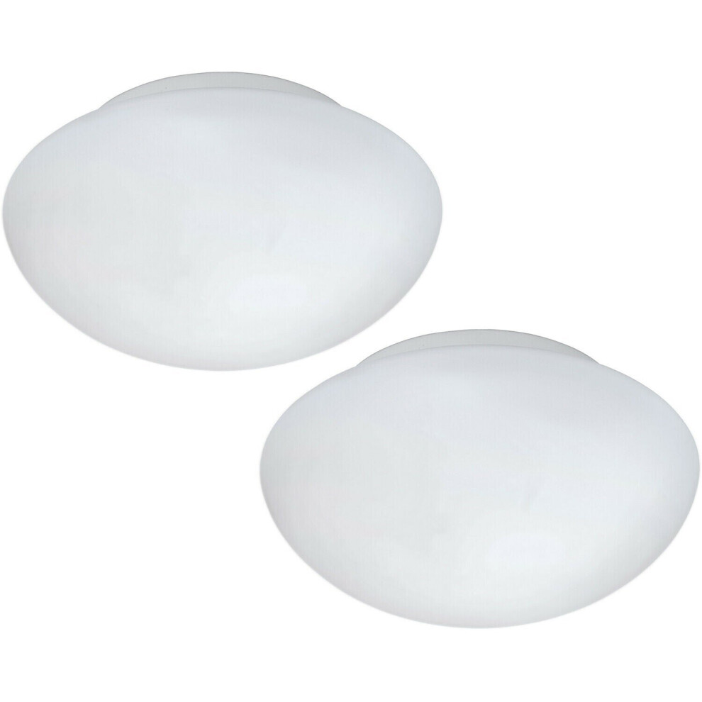 2 PACK Wall Flush Ceiling Light Colour White Shade White Glass Opal Matt E27 60W