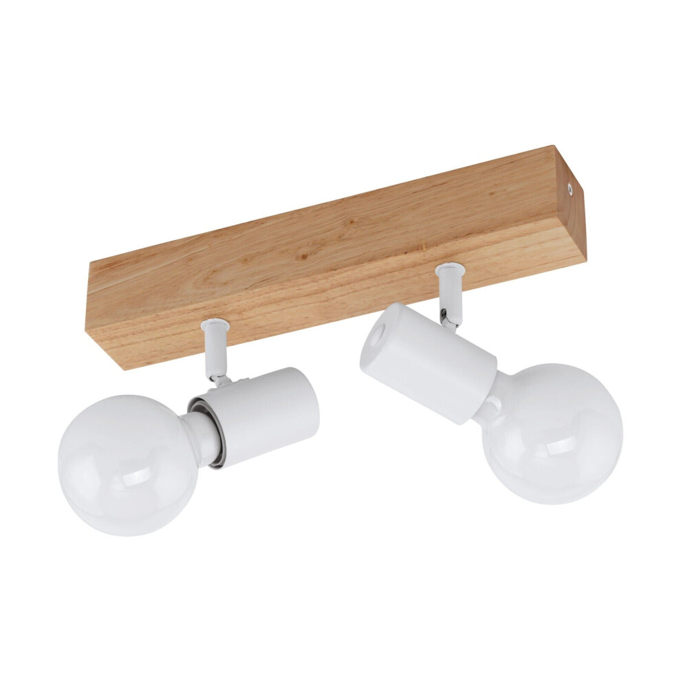 2 Spot Wall Flush Ceiling Light Colour Brown White Shade Bulb E27 2x60W