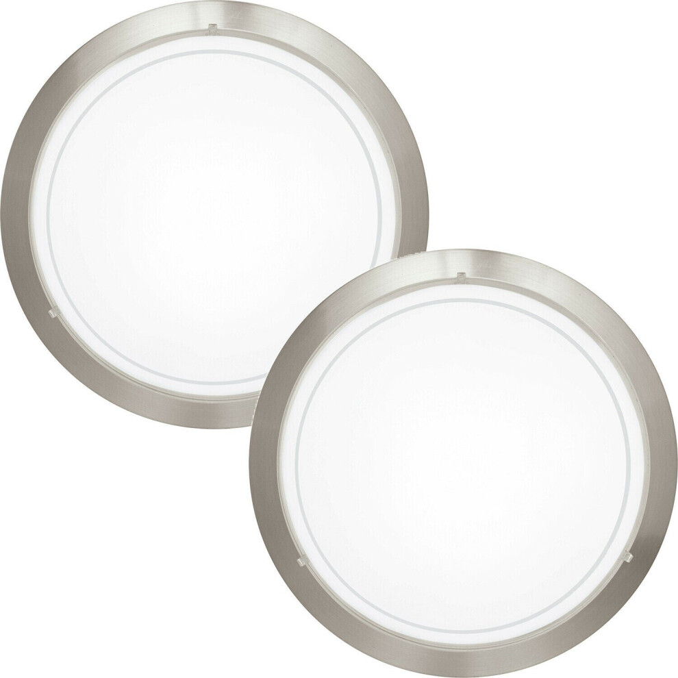 Loops 2 Pack Wall Flush Ceiling Light Satin Nickel White Clear Glass Painted E27 60W