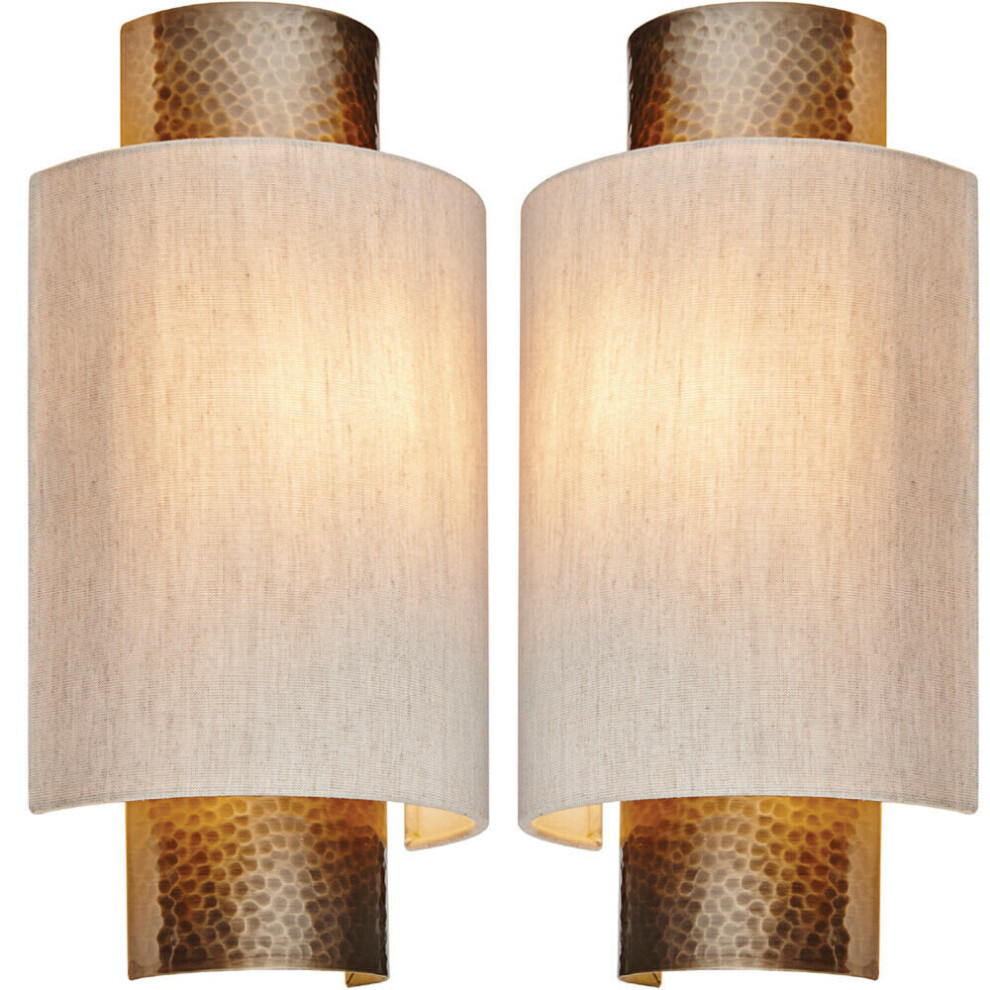 Loops 2 Pack Dimmable Metal Wall Hammered Aged & Shade Semi Flush Lamp Light/Bronze