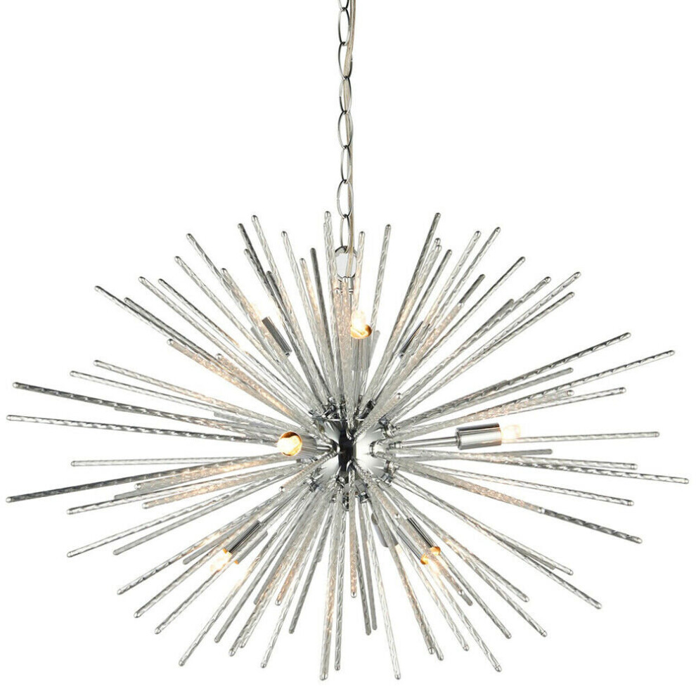 Loops Multi Ceiling Pendant 9 Bulb Chrome Feature Chandelier Vintage Metal Lamp Light
