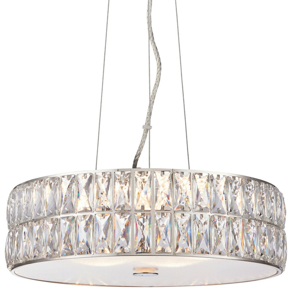 Loops Led Ceiling Pendant Light 25W Warm White Chrome & Crystal Feature Lamp Shade
