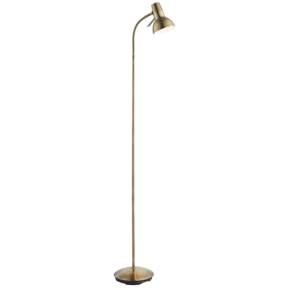Loops Tall Arched Floor Lamp Antique Brass Free Standing Curved Arm Sofa Reading Light