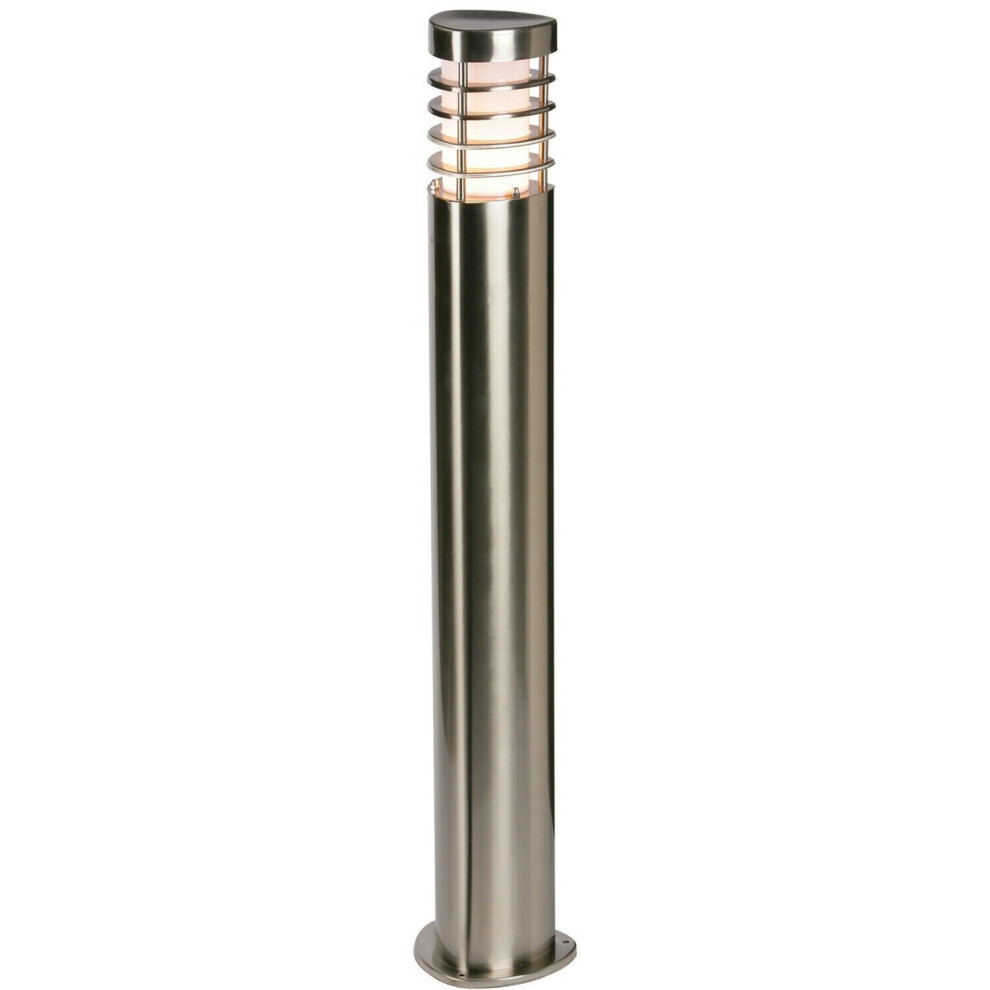 Loops Outdoor Garden Bollard Brushed Steel 9.2W Outside Path Led Lamp Post Ip44 Light