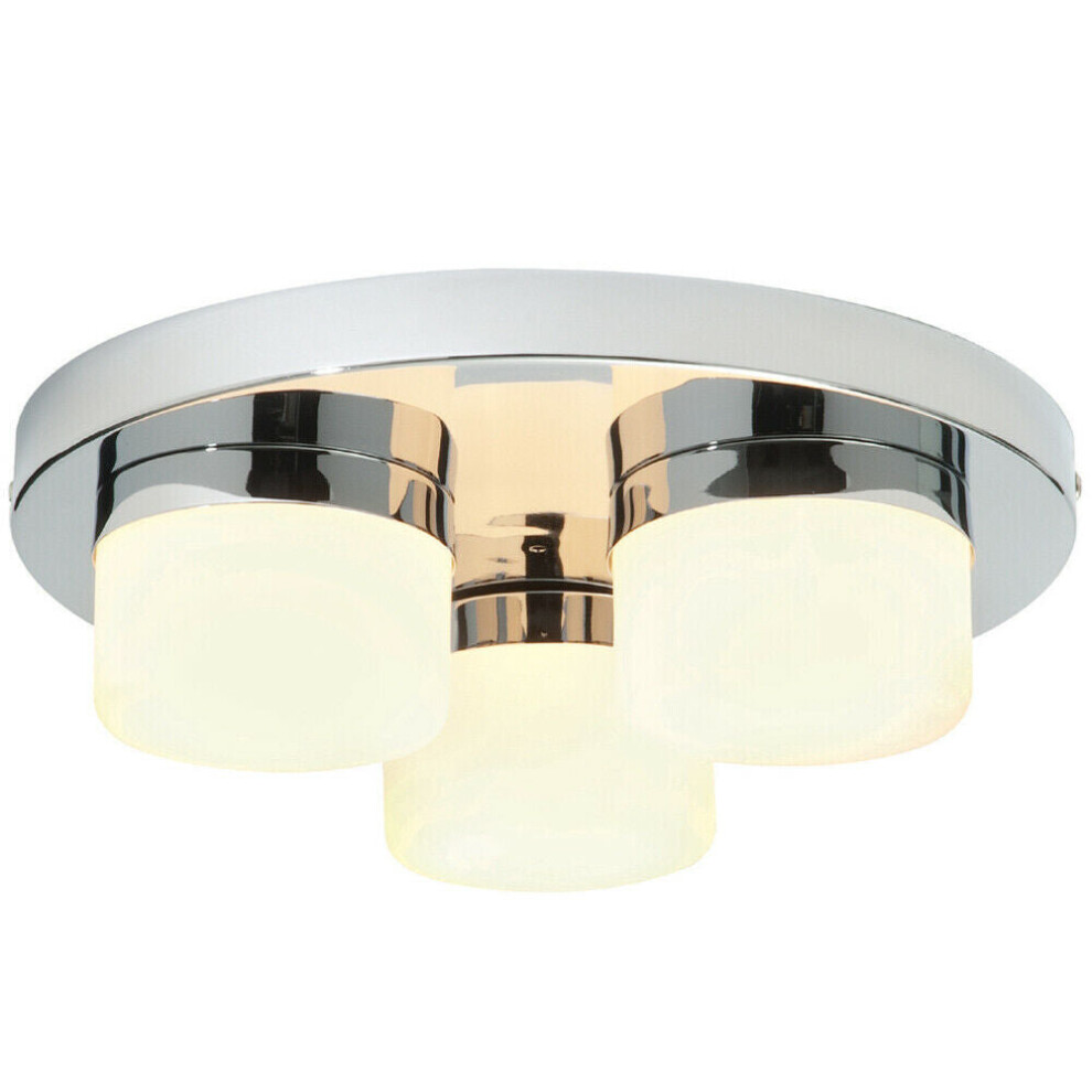 Loops Ip44 Bathroom Ceiling Chrome & Opal Glass Shade Moisture Resistant Shower Light