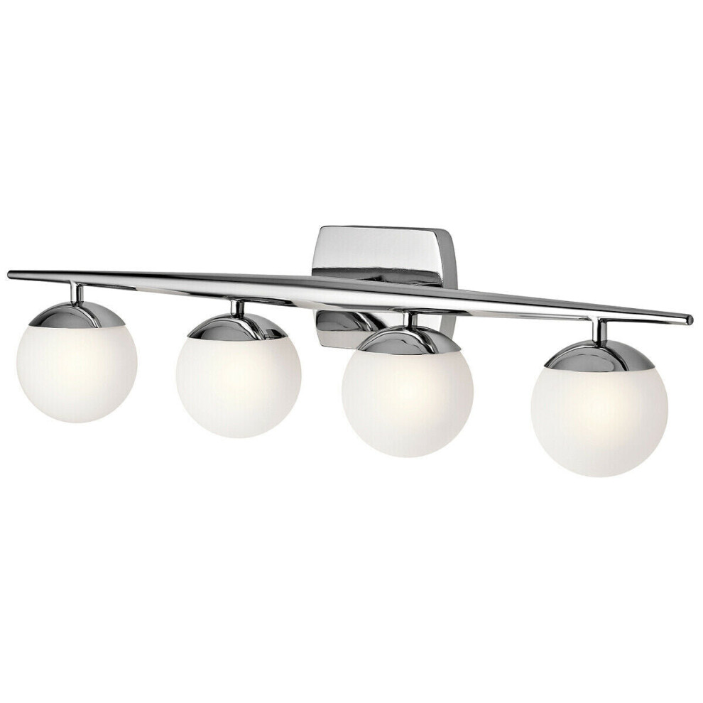 Loops Ip44 4Wall Light Satin Etched Cased Opal Globes Polished Chrome Led G9 3.5W