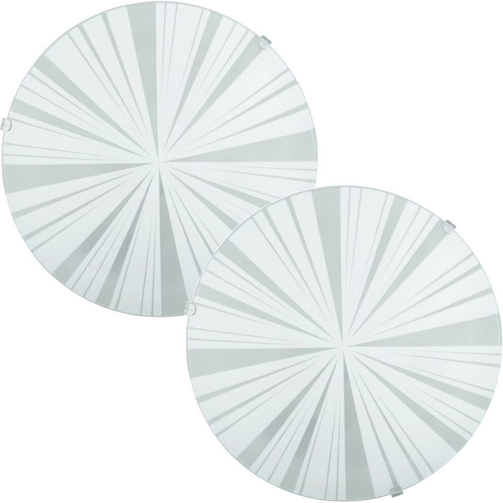 Loops 2 Pack Wall Flush Ceiling Light White Shade Beams Design Satin Glass E27 1X60w