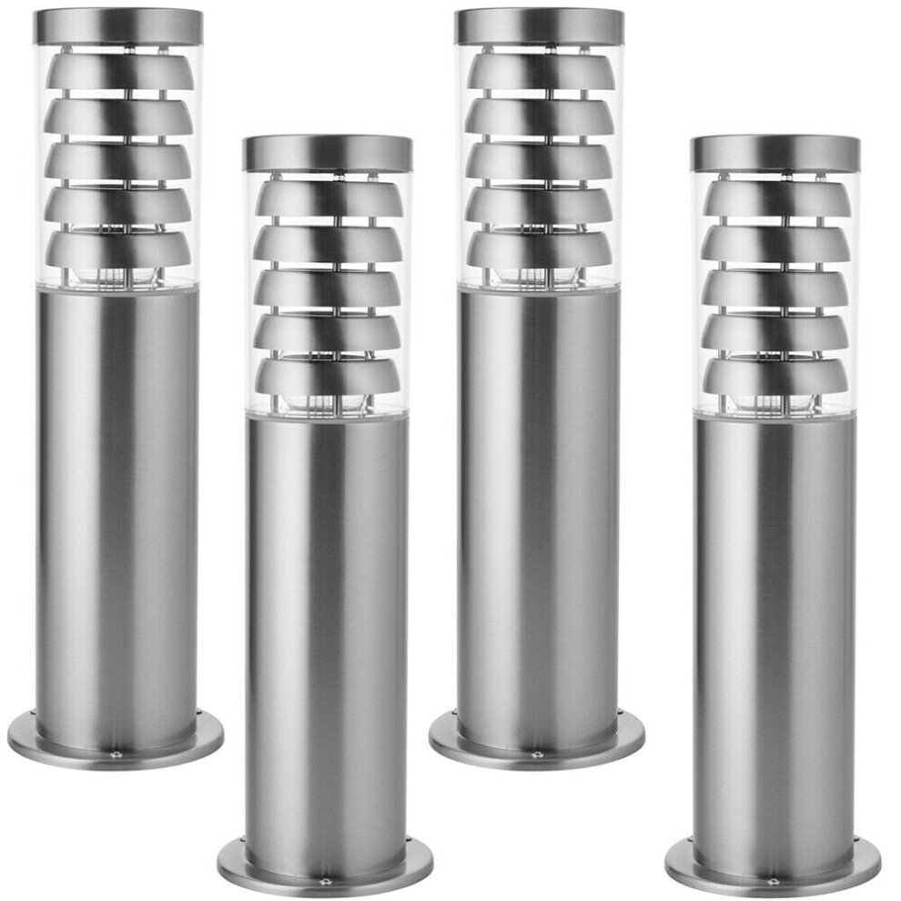 Loops 4 Pack Outdoor Garden Bollard Light Stainless Steel Outside Path Led Lamp Post