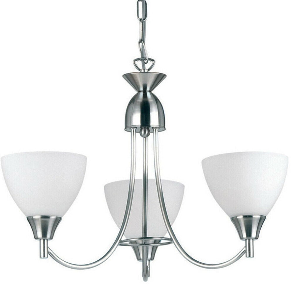Loops Hanging Ceiling Pendant Satin Chrome 3X Shade Lamp Bulb Holder Fitting Light