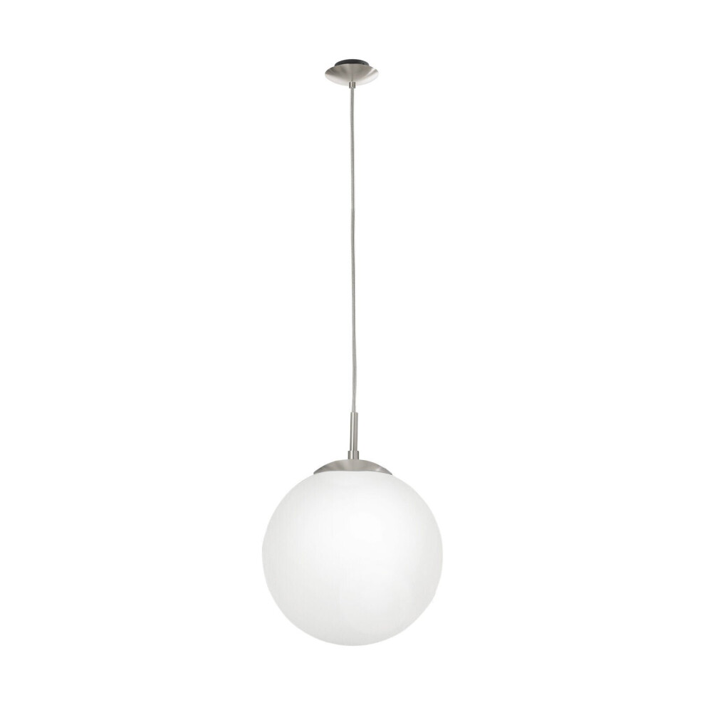 Loops Pendant Ceiling Colour Satin Nickel Shade Glass Opal Matt E27 1X60w Light/White