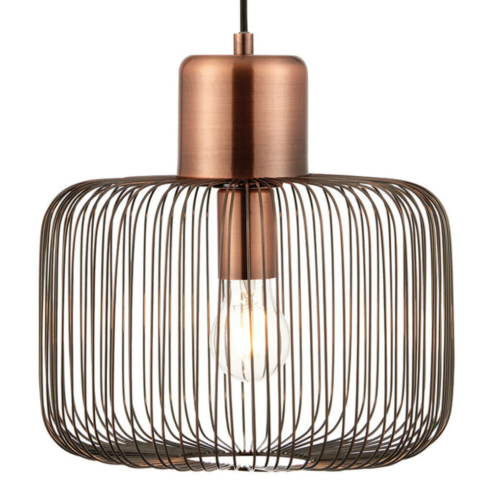 Loops Hanging Ceiling Pendant Antique Copper Wire Shade Modern Lamp Bulb Holder Light