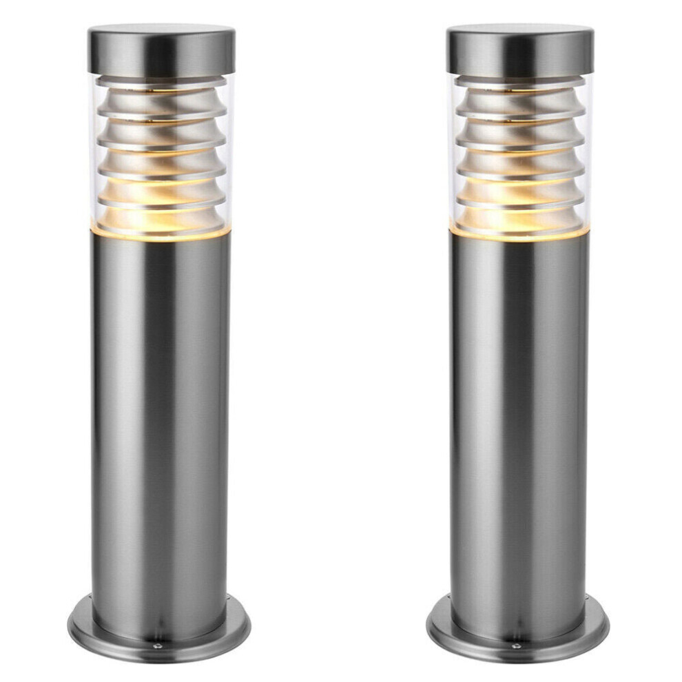 Loops 2 Pack Outdoor Ip44 Bollard Light Marine Grade Steel Lamp Post Garden Patio