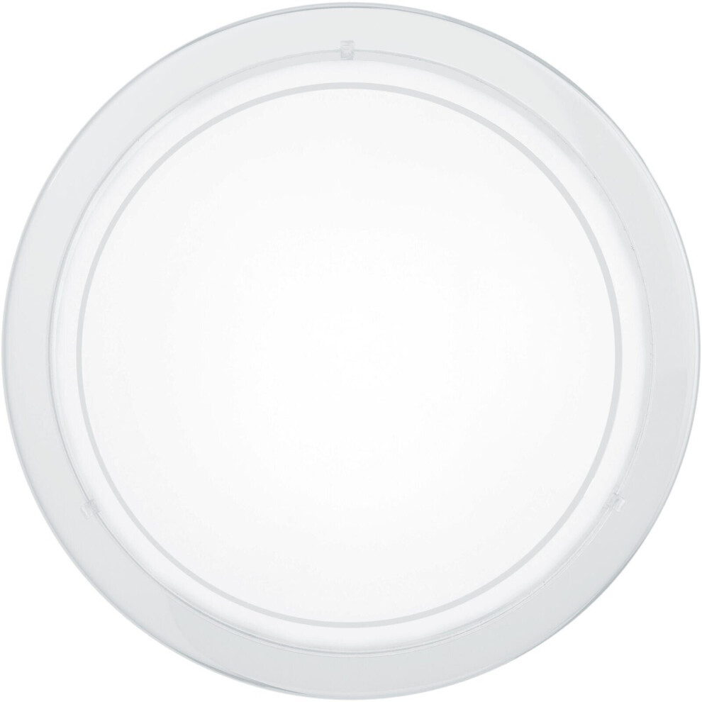 Wall Flush Ceiling Light White Shade White Clear Glass Painted Bulb E27 1x60W