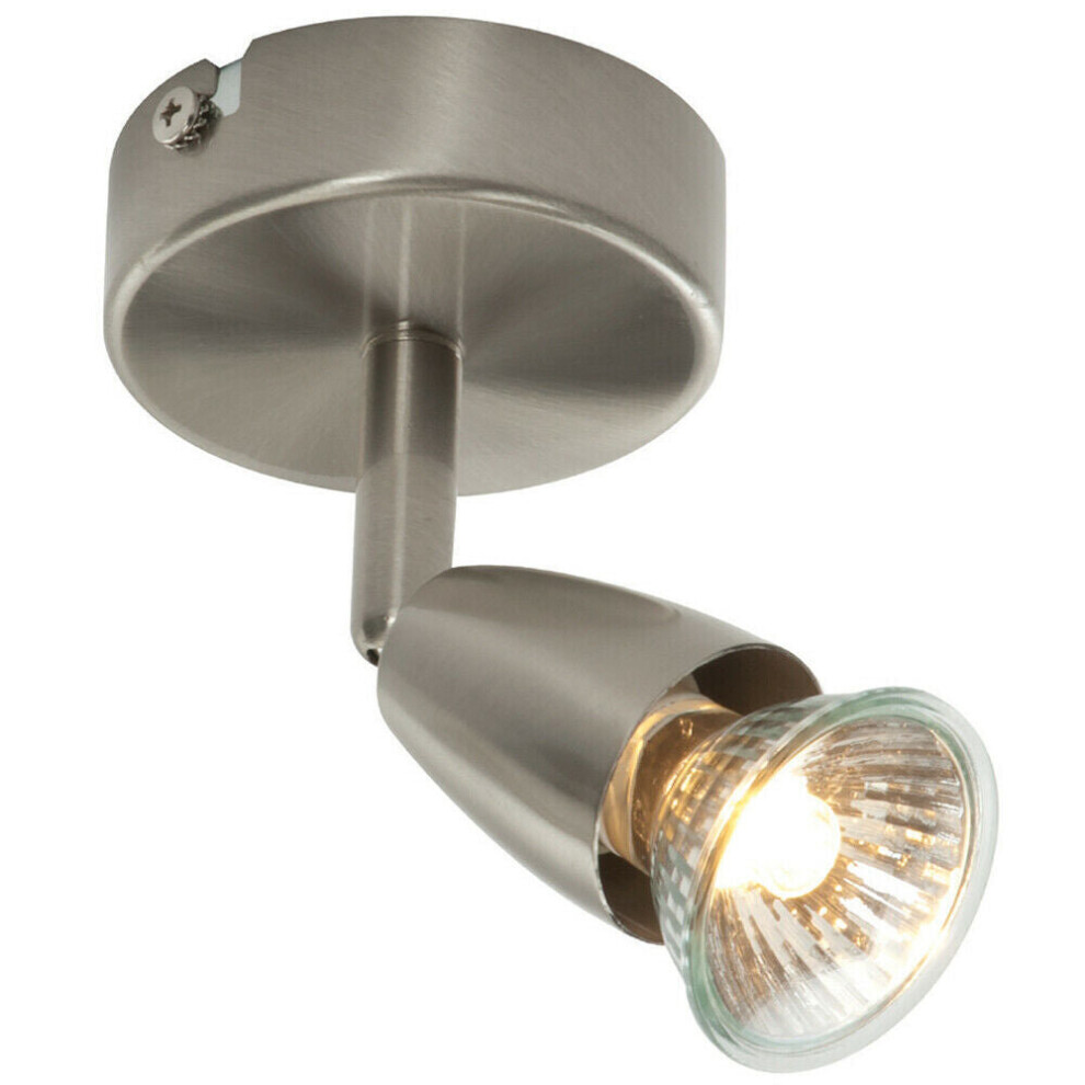 Loops Led Adjustable Ceiling Spotlight Satin Nickel Single Gu10 Dimmable Downlight