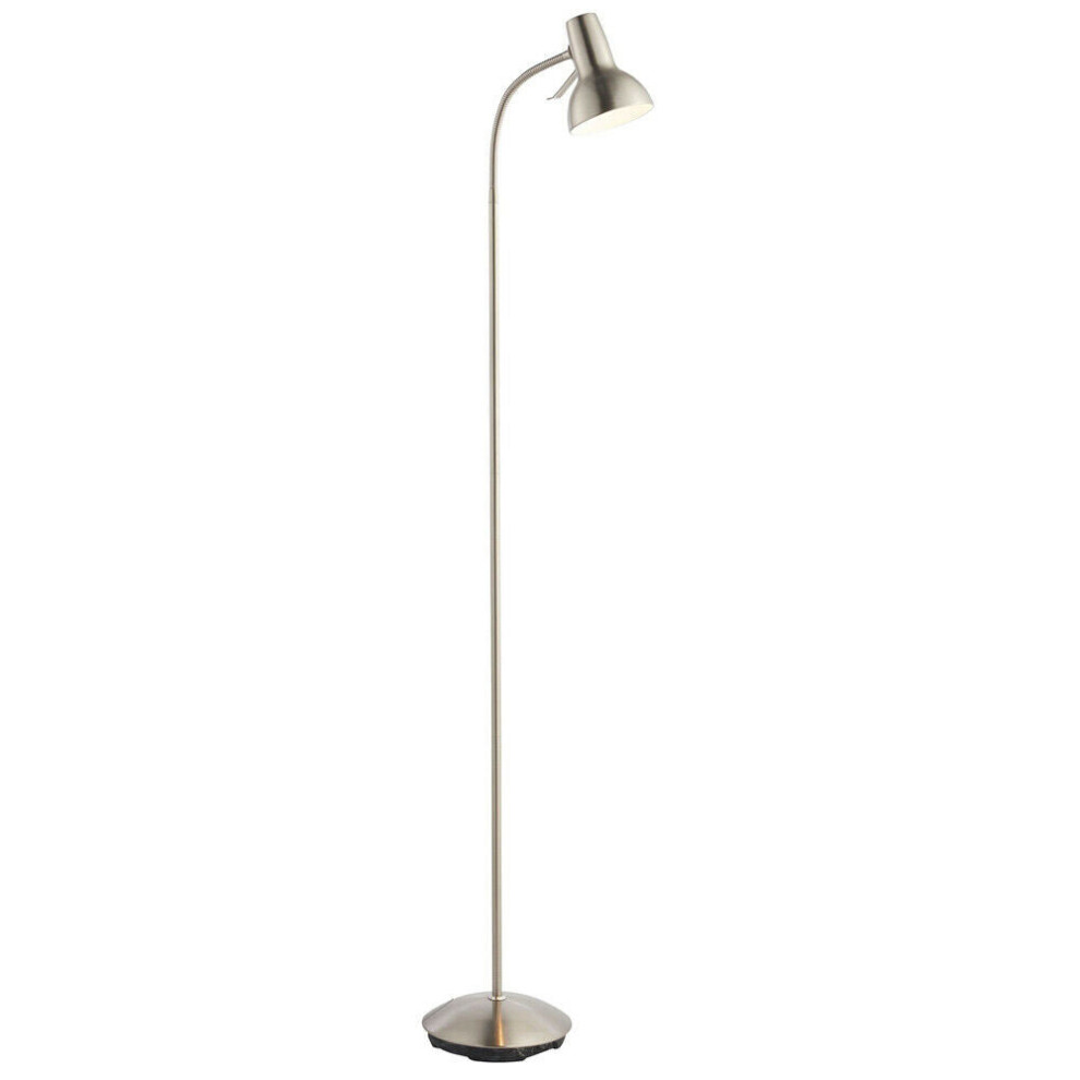 Loops Tall Arched Floor Lamp Satin Nickel Free Standing Curved Arm Sofa Reading Light