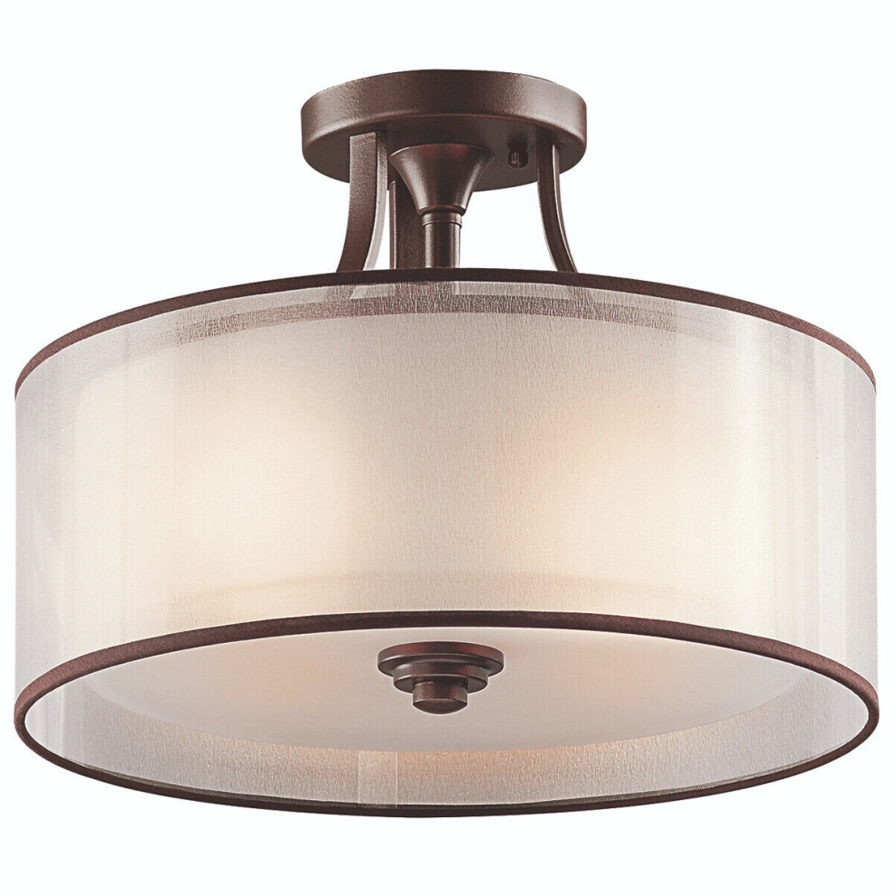 Loops 4 Bulb Semi Flush Umber Metallic Frosting Mission Led E27 60W Light/Bronze