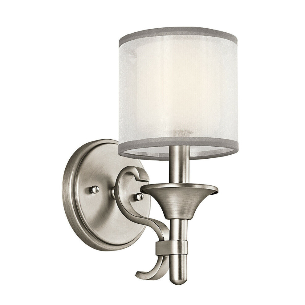 Loops Wall Sconce Organaza Shade Antique Pewter Led E14 60W Bulb Light/White