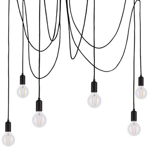 Loops Multi Light Ceiling Pendant 6 Bulb Matt Black Industrial Adjustable Hang Hook