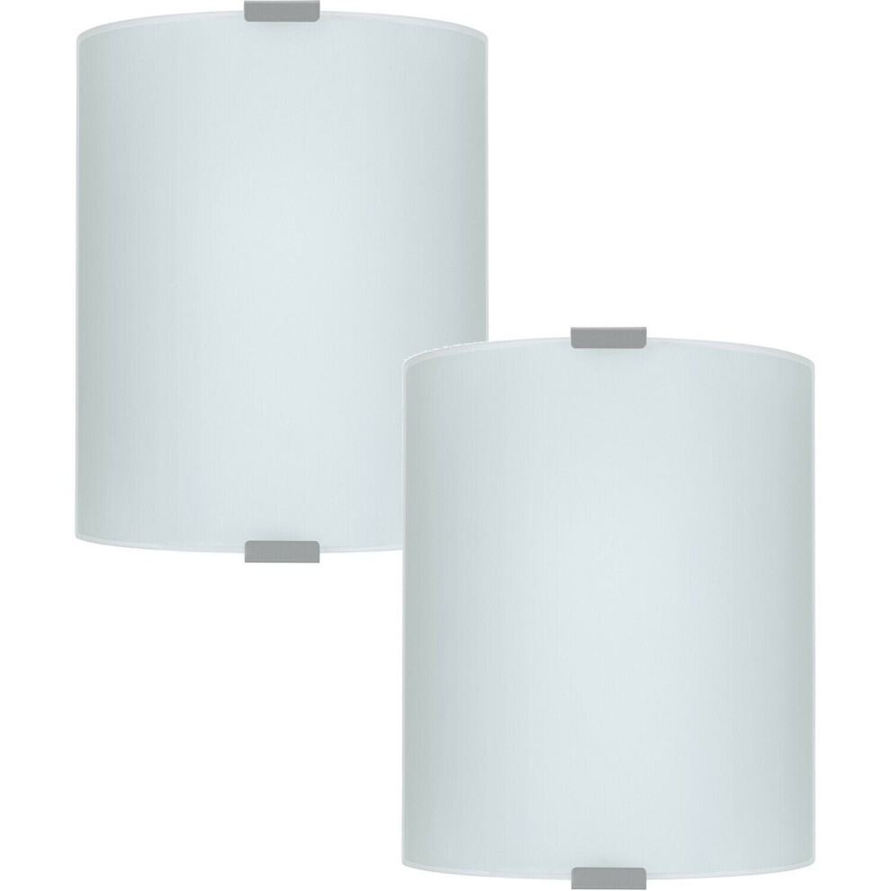 Loops 2 Pack Wall Flush Ceiling Light Colour Silver Shade White Satin Glass E27 1X60w