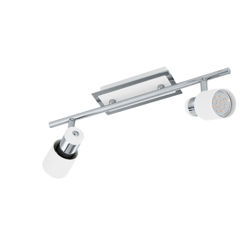 Wall 2 Spot Light Colour Chrome Plated White Steel Bulb GU10 2x5W Included