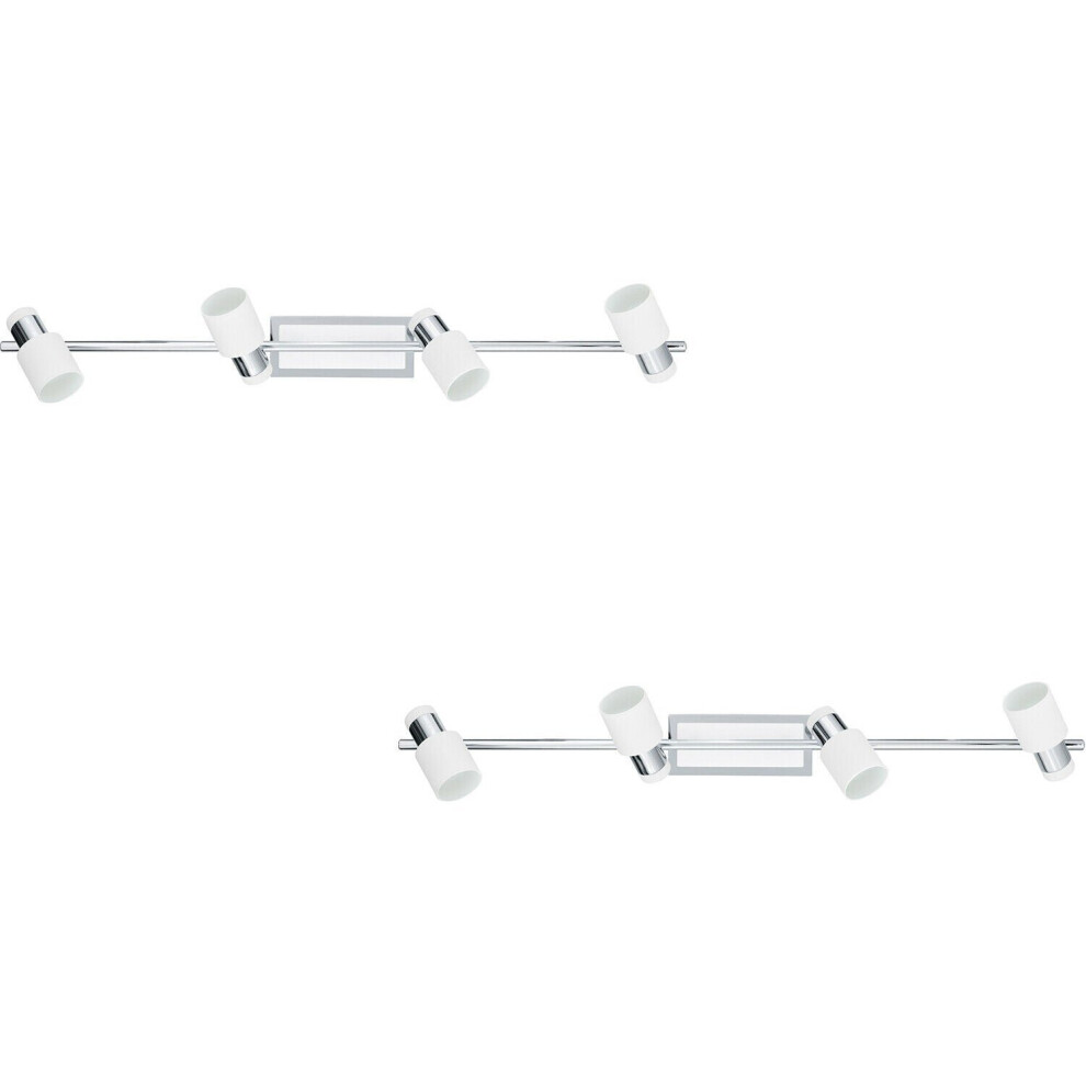 Loops 2 Pack Wall Light Colour 4 Spots Chrome Plated & White Steel Gu10 4X5w Included