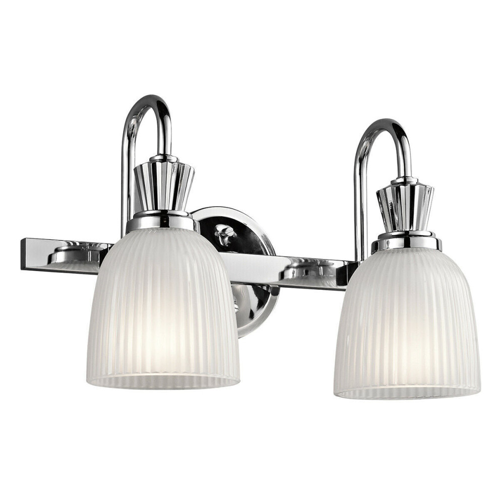Loops Ip44 Twin Wall Ribbed Glass Dow Shade Polished Chrome Led G9 3.5W Light