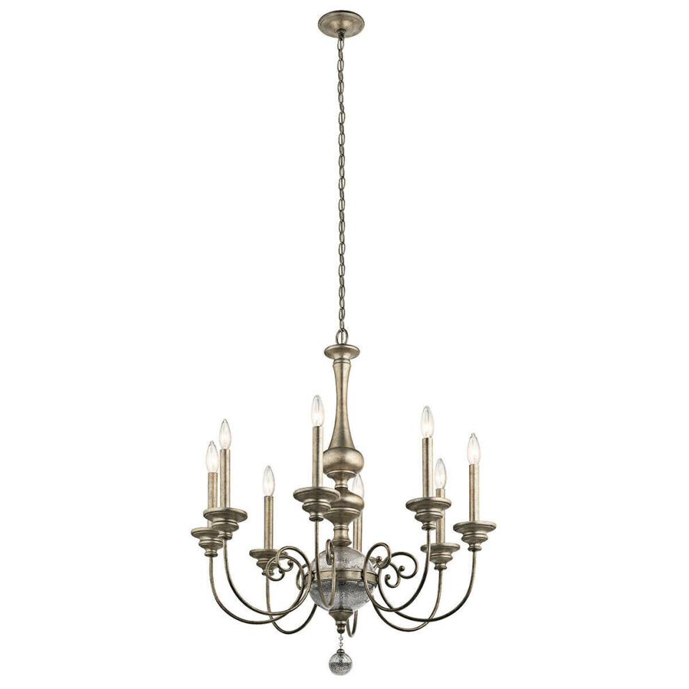 8 Bulb Chandelier Hanging Pendant LIght Sterling Gold LED E14 60W Bulb
