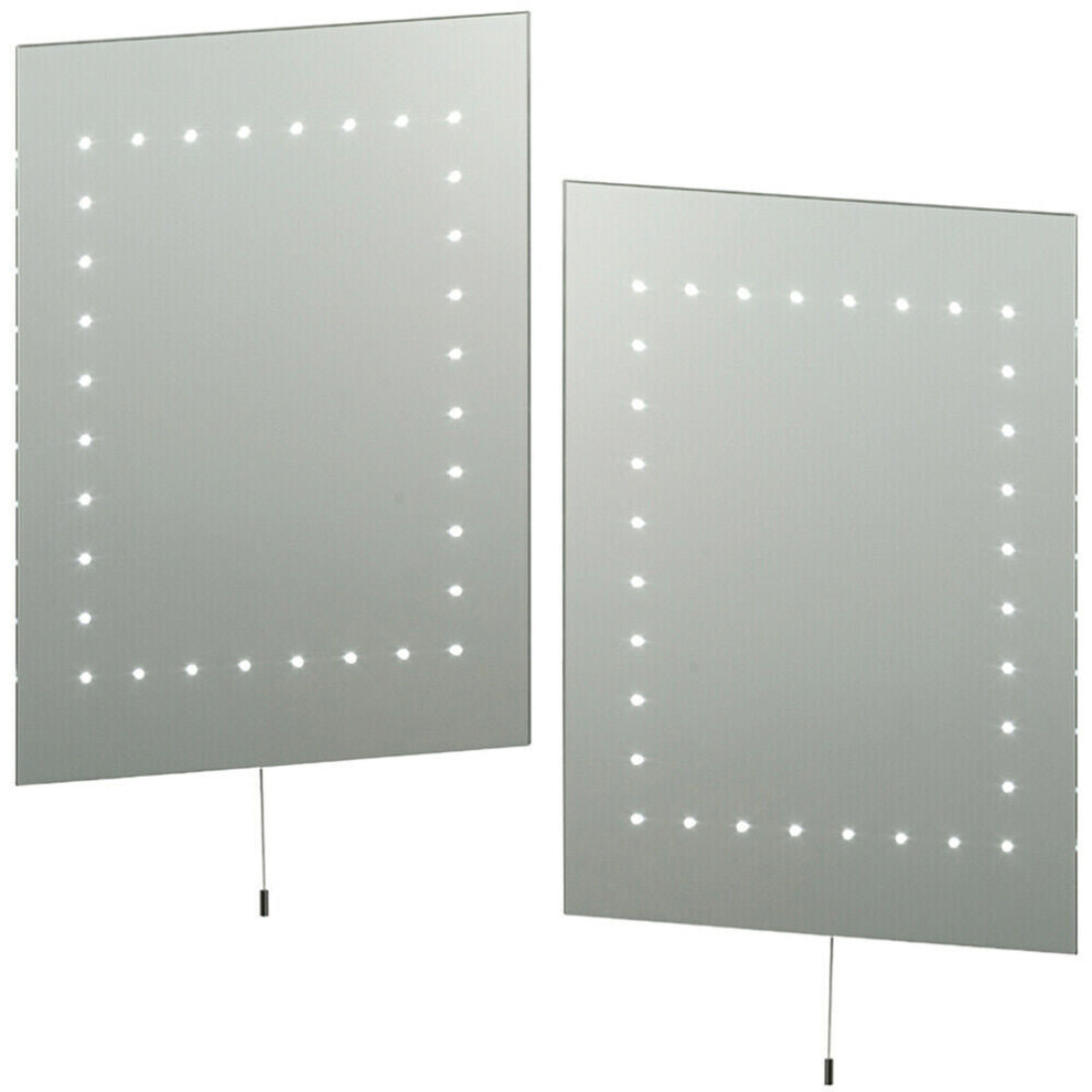 2 PACK IP44 LED Bathroom Mirror 50cm x 39cm Vanity Wall Light Energy Efficient