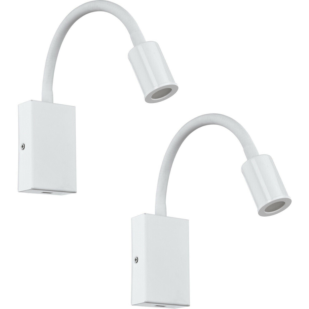 Loops 2 Pack Wall Light Colour White Steel & Plastic Rocker Switch Led 3.5W Included