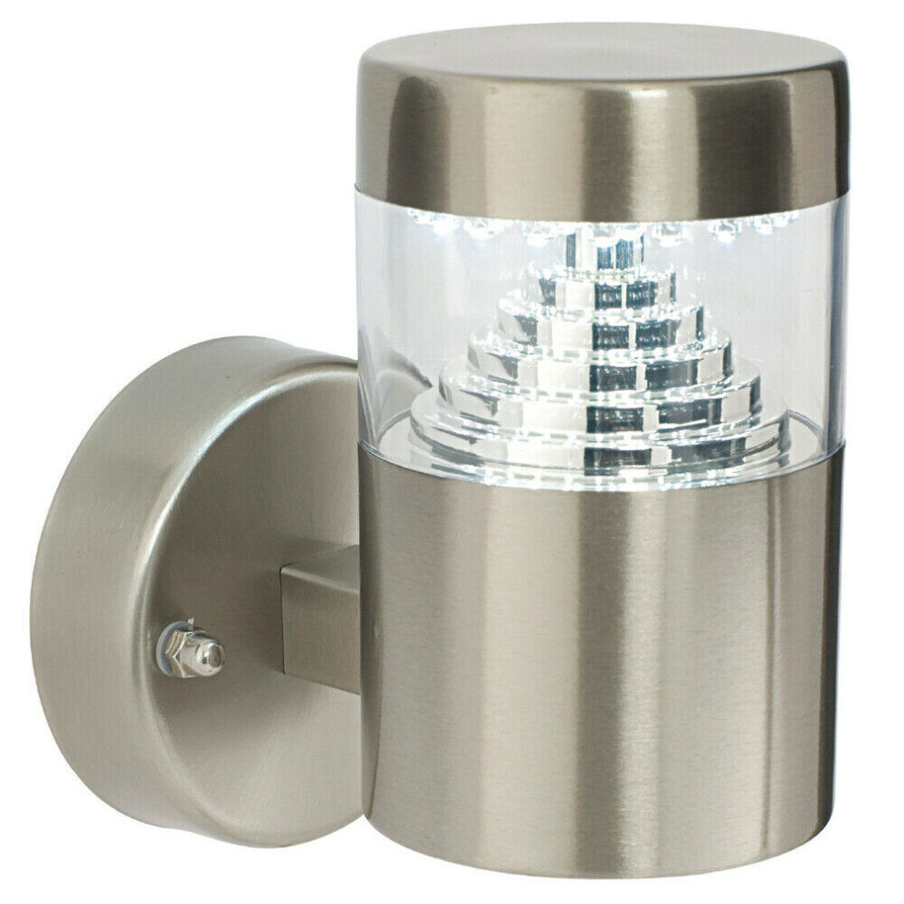 IP44 Outdoor Wall Light Brushed Steel LED Lamp Modern Stepped Outdoor Garden