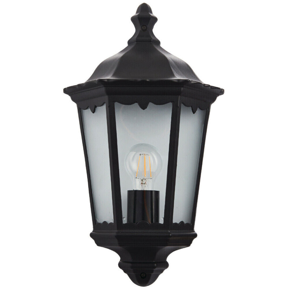 Loops Ip44 Outdoor Wall Matt Traditional Lantern Porch Flush Dimmable Lamp Light/Black