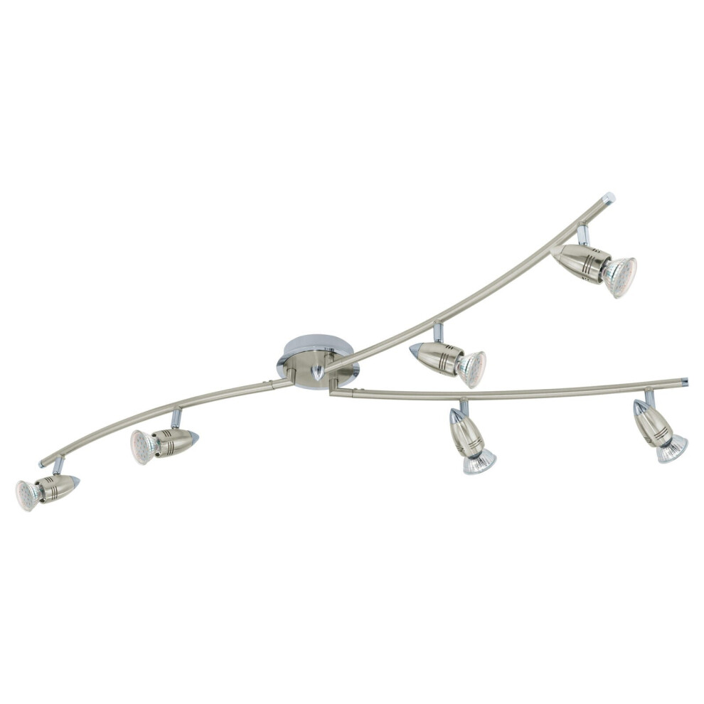 Loops Flush Ceiling Colour Satin Nickel Chrome Shade Bulb Gu10 6X3w Included Light