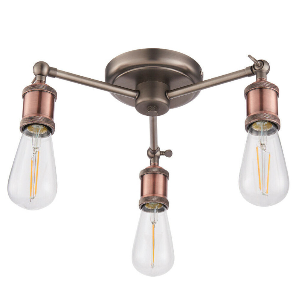 Semi Flush Ceiling Light Aged Copper 3 Lamp Adjustable Vintage Hanging Pendant-image-OPC-P8WK89F-NEW