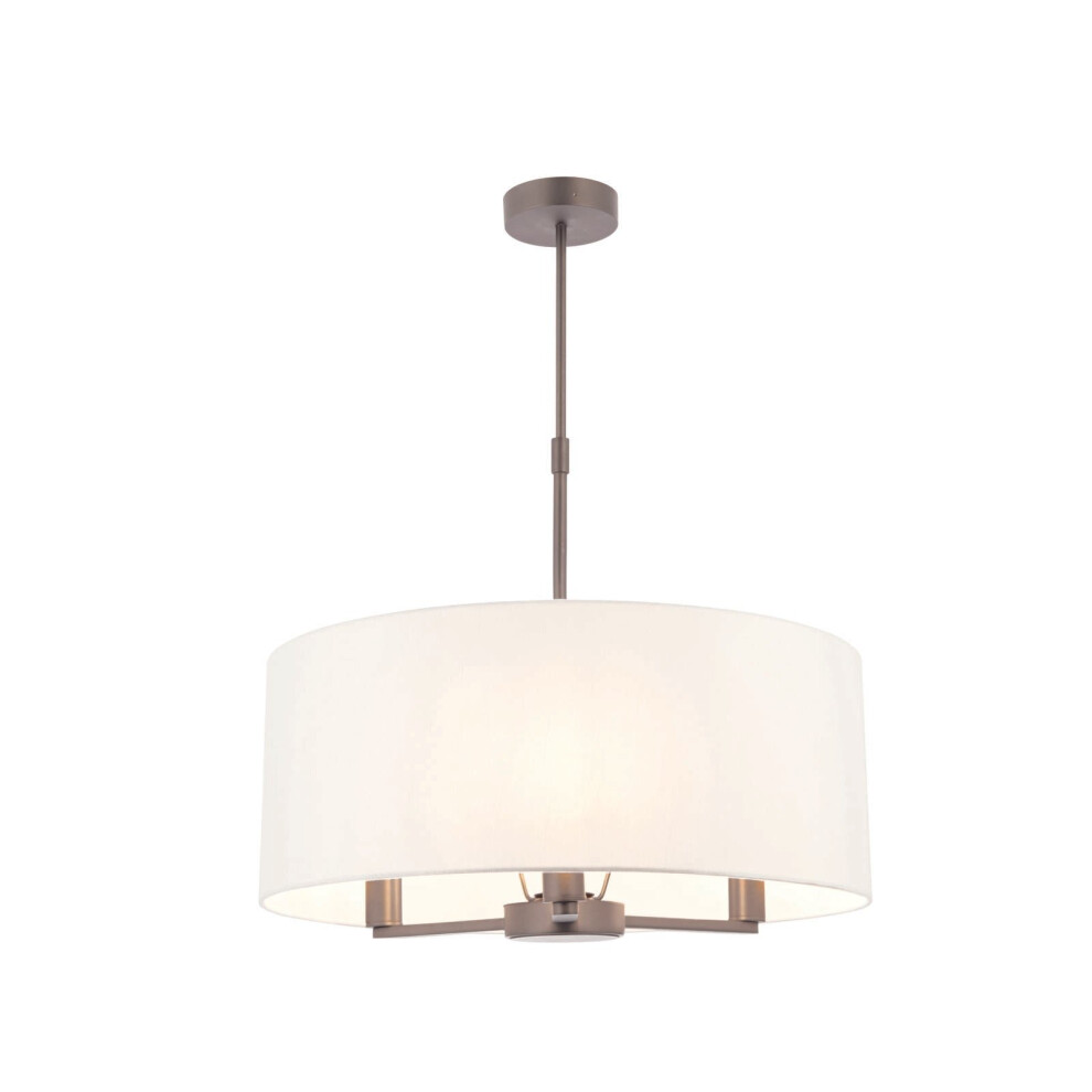 Ceiling Pendant Light Matt Nickel & Vintage White Fabric 3 x 40W E14 e10094