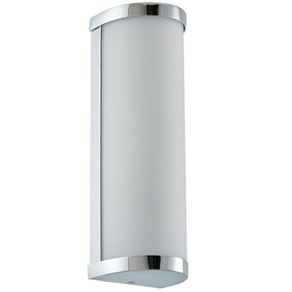 IP44 Bathroom Wall Light Chrome & Frosted Glass Modern Round Twin Curved Lamp