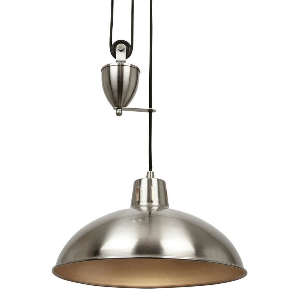 Hanging Ceiling Pendant Light ADJUSTABLE HEIGHT Industrial Nickel Rise Fall Drop