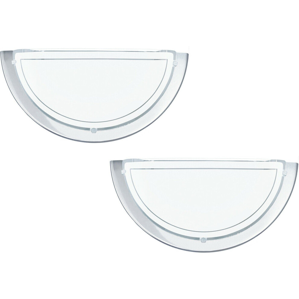 Loops 2 Pack Wall Light Colour Chrome Shade White Clear Glass Painted Bulb E27 1X60w