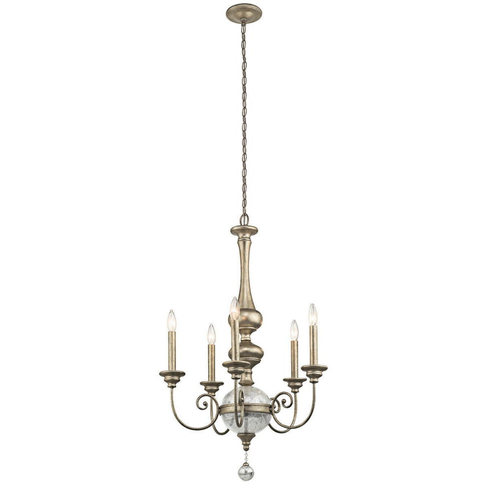 5 Bulb Chandelier Hanging Pendant LIght Sterling Gold LED E14 60W Bulb