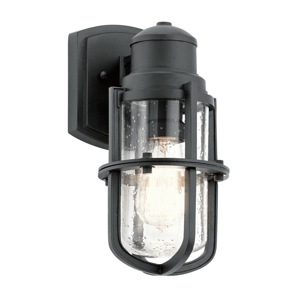 Loops Outdoor Ip44 1 Bulb Wall Lantern Textured Led E27 40W D01821 Light/Black
