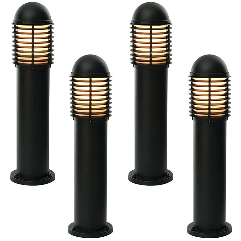 4 PACK Outdoor IP44 Bollard Light Matt Black 650mm LED Lamp Post Garden Driveway