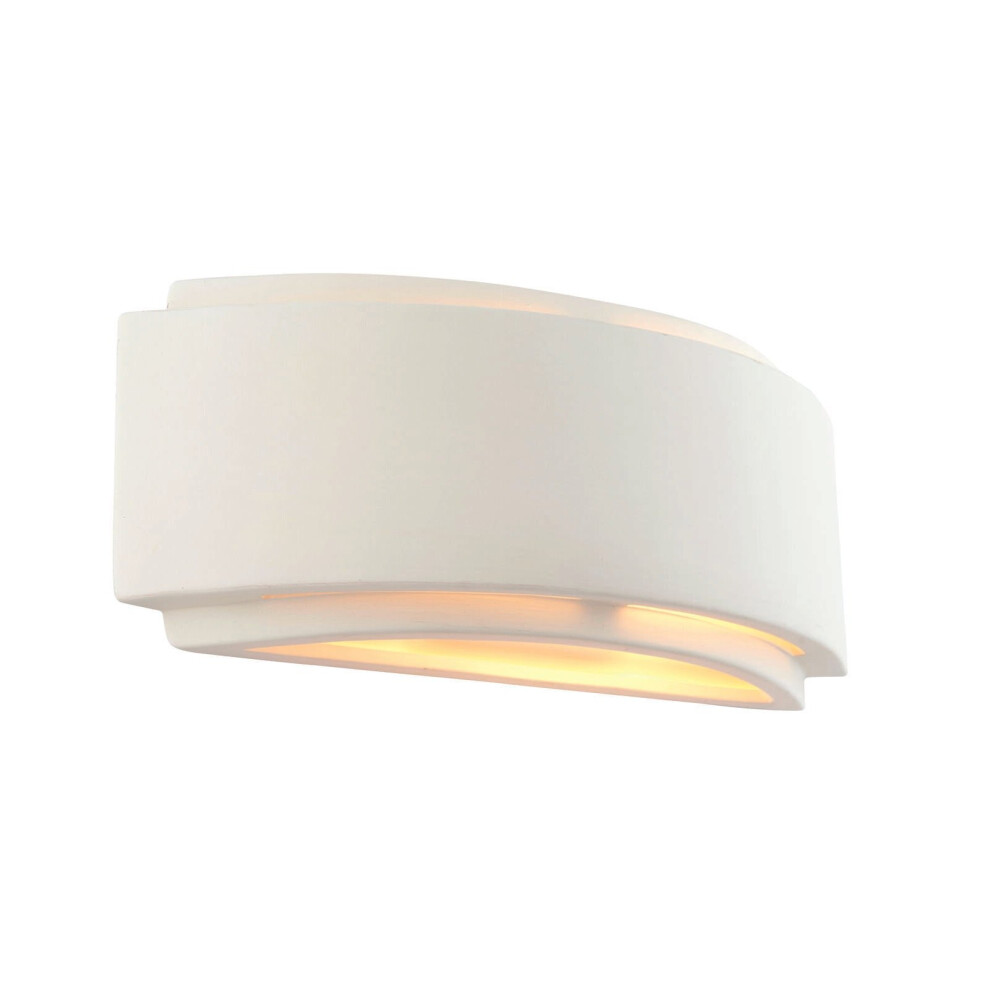 Wall Light Unglazed Ceramic & Gloss White 40W E14 Dimmable Living Room