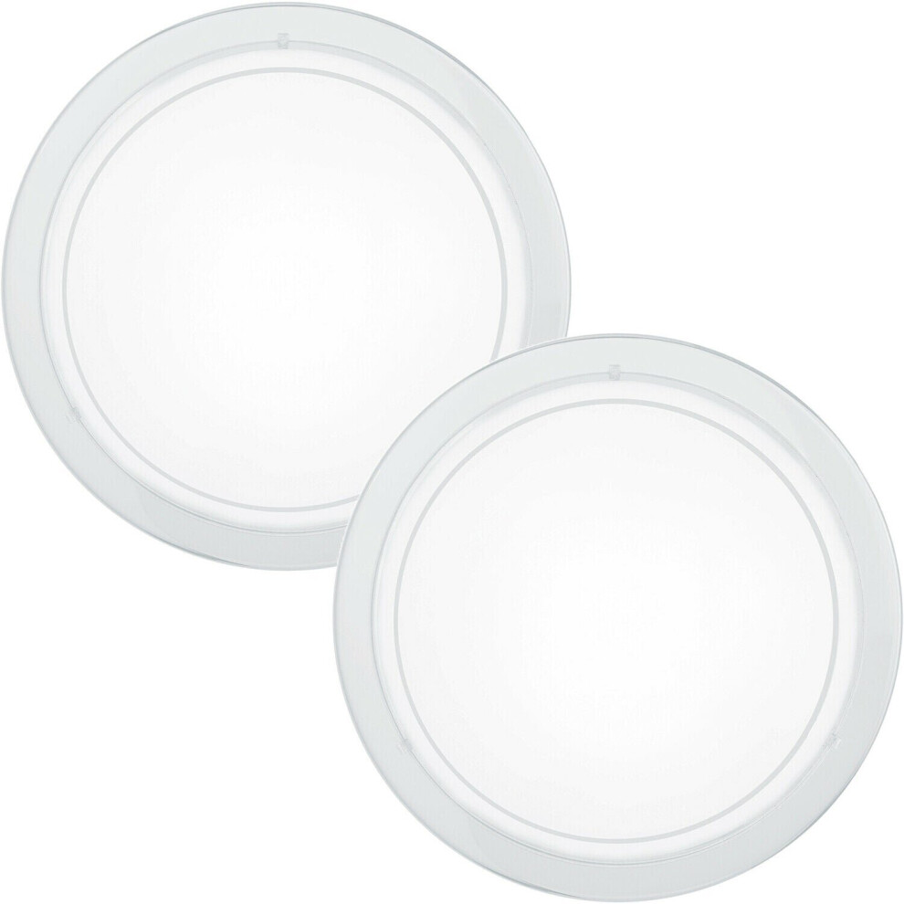 Loops 2 Pack Wall Flush Ceiling Light White Shade White Clear Glass Painted E27 1X60w
