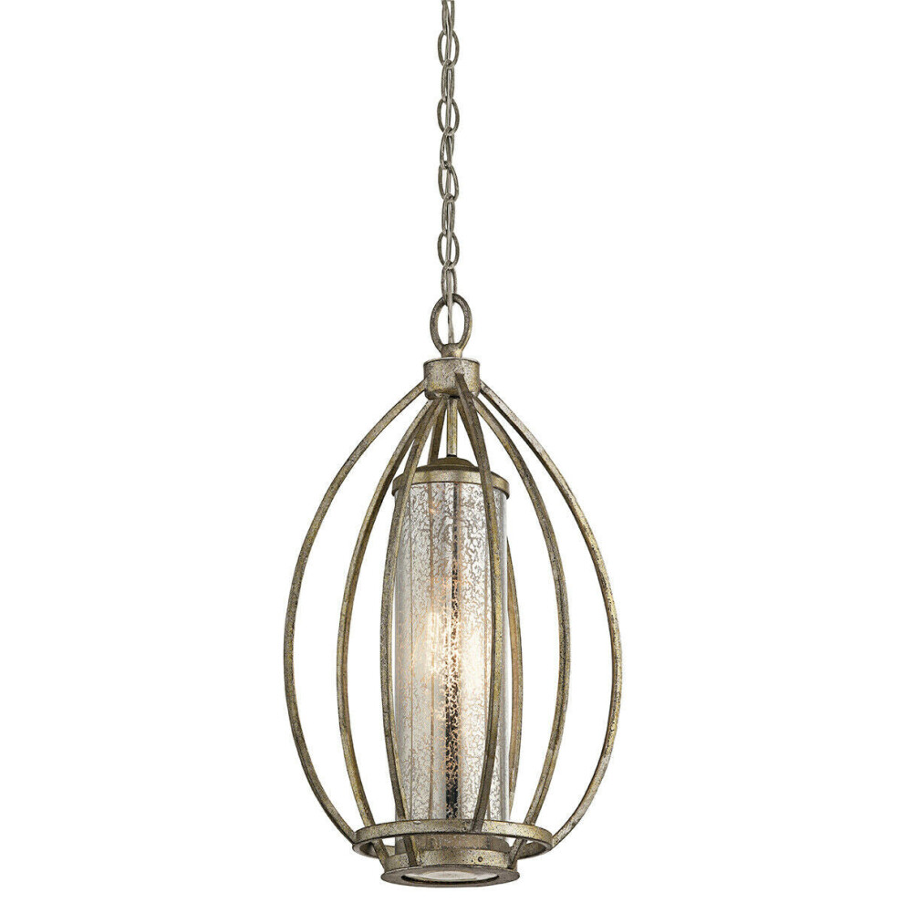 1 Bulb Ceiling Pendant Light Fitting Sterling Gold LED E27 60W Bulb
