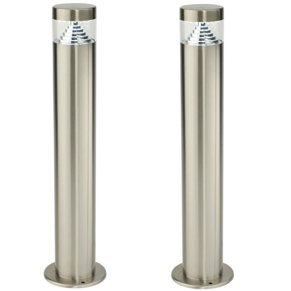 Loops 2 Pack Outdoor Garden Bollard Steel Pyramid Cool Led Lamp Post Ip44 Light/White