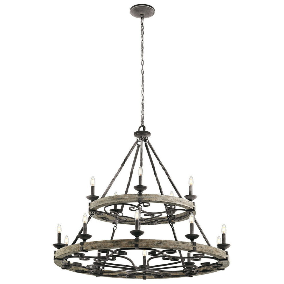 Loops 15 Bulb Chandelier Hanging Pendant Light Weathered Zinc Led E14 60W Bulb