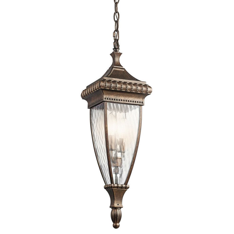 Loops Ip23 2 Bulb Chain Lantern Brushed Led E14 60W Light/Bronze